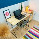 Ver imagem 3 de Mesa para Escritório Industrial de Ferro Natural e Preto