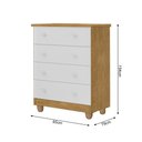 Ver imagem 3 de Cômoda Lara 4 Gavetas Nature Branco Infantil Organizador Quarto Criança Bebê Moderno Compacta