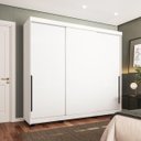Ver imagem 1 de Roupeiro Madri 3 Portas de Correr 4 Gavetas 217x213cm Branco 250704