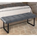Ver imagem 1 de Banco Puff Estofado Decorativo Pés Industrial Dacar 1.30cm Linho Cinza