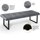 Ver imagem 4 de Banco Puff Estofado Decorativo Pés Industrial Dacar 1.30cm Linho Cinza