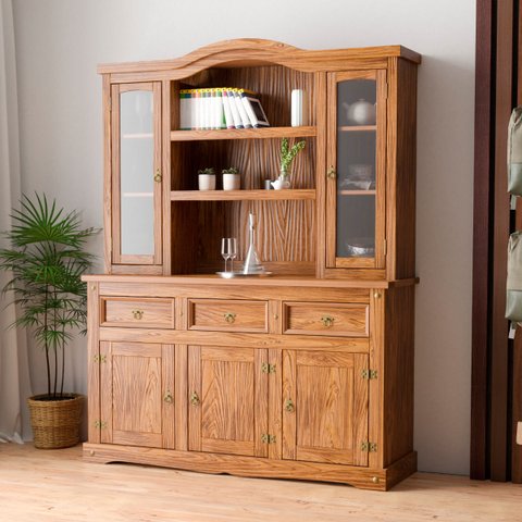 Cristaleira em Madeira 5 Portas 3 Gavetas 153 X 196 Cm Carvalho Rústico Elliottiis