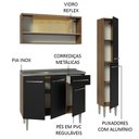 Ver imagem 5 de Armário de Cozinha Compacta 137cm com Pia Rustic/Preto Emilly Madesa 10