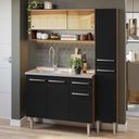 Ver imagem 1 de Armário de Cozinha Compacta 137cm com Pia Rustic/Preto Emilly Madesa 10