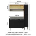 Ver imagem 4 de Armário de Cozinha Compacta 137cm com Pia Rustic/Preto Emilly Madesa 10