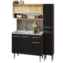 Ver imagem 3 de Armário de Cozinha Compacta 137cm com Pia Rustic/Preto Emilly Madesa 10