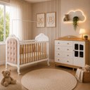Ver imagem 1 de Kit Berço Cômoda e Cabeceira Capitonê Peroba Elô Infantil
