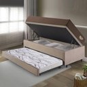 Ver imagem 3 de Bicama Box Baú com Suede Bege 120x203 com Colchão Relax Adorabile Molas Ensacadas Ecoflex