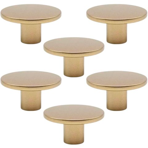 Kit 6 Puxadores 206 Naico Ponto Redondo Dourado para Móveis Armários e Gavetas