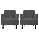 Ver imagem 1 de Kit 2 Poltronas Decorativa Julia Suede Cinza Pés Madeira Ms Decor
