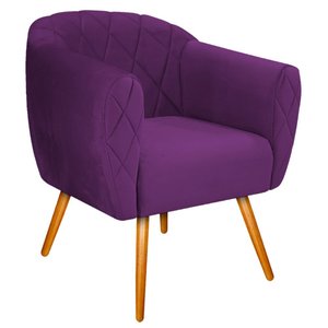 Poltrona Grazi Pés Palito Suede Roxo - Amarena Móveis