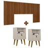 Kit Para Quarto Cabeceira Queen Casal Ripada Com 2 Mesas De Cabeceira Freijó Shop JM - 1