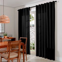Cortina Rústica 300x250 Preta Ilhós Cromado Charme Admirare - 2
