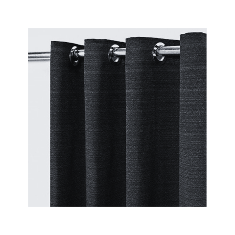 Cortina Rústica 300x250 Preta Ilhós Cromado Charme Admirare