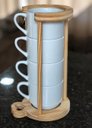 Ver mais imagens de Kit Jogo 4 Xicaras Café/chá Hotel 200ml Empilháveis C/ Suporte Pinus - Porcelana Branca