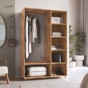 Ver imagem 4 de Closet Aberto Camaiori em Madeira Maciça com Rodízios e Divisórias Organizadoras - Amêndoa