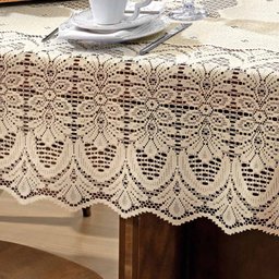Toalha de Mesa Retangular 8 Lugares Renda Clássica Arabesco 150x250cm Marfim - 2