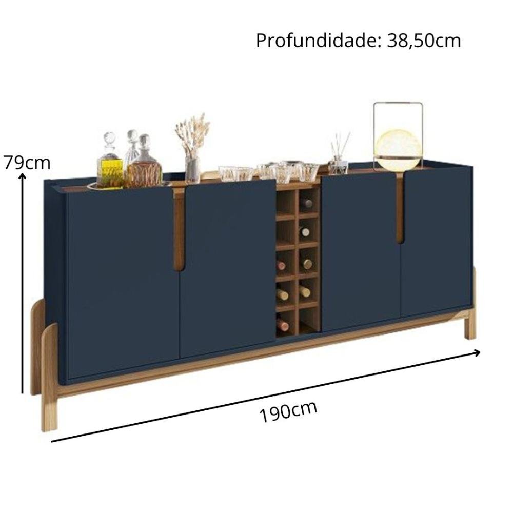 Buffet 190cm 4 Portas Lizz Casa D Azul Cobalto/cedro - 8