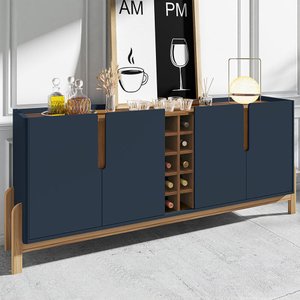 Buffet 190cm 4 Portas Lizz Casa D Azul Cobalto/cedro