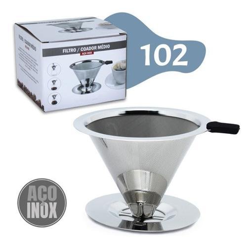 Coador de Café Inox Filtro de Café Inox Reutilizável Tam 102 - 2