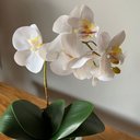 Ver imagem 2 de Orquídea Branca Artificial Arranjo No Vaso Espelhado Flores