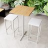 Conjunto Mesa Alta Bar Bistrô Quadrada Pinus 2 Bancos Estofado Don Castro Decor - 1