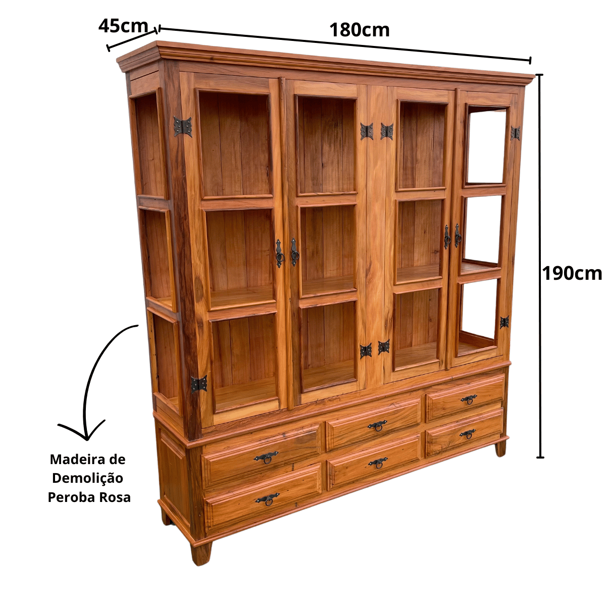 Ver imagem 2 de Cristaleira 190 X 180 Madeira de Demolição Peroba Rosa Sudeste Rústico