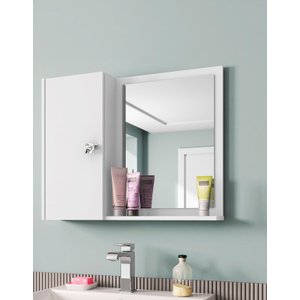 Armário Espelheira para Pia Banheiro 1 Uma Porta Lux Branco