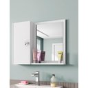 Ver imagem 1 de Armário Espelheira para Pia Banheiro 1 Uma Porta Lux Branco