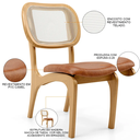 Ver imagem 4 de Kit 6 Cadeiras para Sala de Jantar Cozinha Estofada e Tela Mariah L02 Couríssimo Camel - Lyam Decor