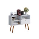 Ver imagem 4 de Aparador Buffet Retrô 95cm com Gaveta e Pés Palito Branco - Multiuso Sala e Quarto