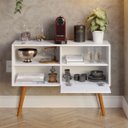 Ver imagem 3 de Aparador Buffet Retrô 95cm com Gaveta e Pés Palito Branco - Multiuso Sala e Quarto