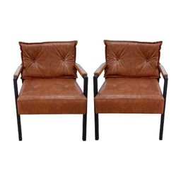 Conjunto Poltrona Valadares Tecido Courino Marrom - 1