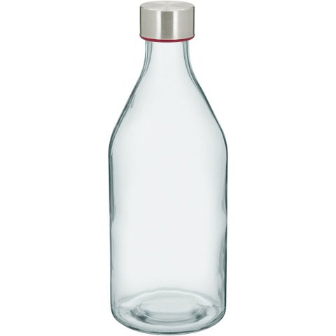 Garrafa de Vidro 1L Transparente 25x9x9cm Água Suco Geladeira Bebidas Tampa Mesa