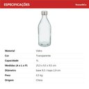 Ver mais imagens de Garrafa de Vidro 1L Transparente 25x9x9cm Água Suco Geladeira Bebidas Tampa Mesa