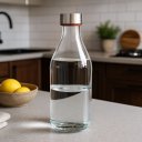 Ver imagem 3 de Garrafa de Vidro 1L Transparente 25x9x9cm Água Suco Geladeira Bebidas Tampa Mesa
