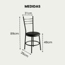 Ver imagem 2 de Cadeira para Mesa de Jantar Cozinha Estofada Industial Metal Estrutura Preto Liz:Preto