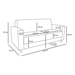 Sofá 3 Lugares Verona 1,80m Suede Cinza - Ecotec Decor - 2 Sofá 3 Lugares Verona 1,80m Suede Cinza - Ecotec Decor - 2