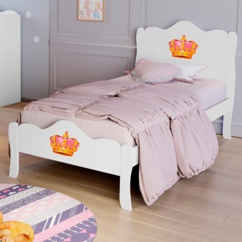 Cama Solteiro com Cabeceira Cama Solteiro Princesa Lisa Branco MDF Basoto Brasil
