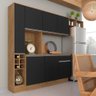 Armário De Cozinha Modulado Clarice Carvalho/Preto Fosco - Móveis Arapongas - 1