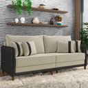 Ver imagem 2 de Sofá 2 Lugares Sala de Estar Living 172cm Asbury K01 Veludo Bege Couríssimo Preto - Lyam Decor