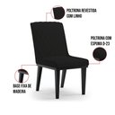 Ver imagem 6 de Cadeira Sala de Jantar Base Madeira Preto Kit 6 Sofia Linho D03 - D'Rossi Cor Preto