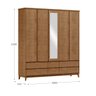 Guarda-roupa Casal 5 Portas Espelhos 6 Gavetas Prata Freijó Madeira Pinus com Mdf - Finestra - 3