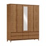 Guarda-roupa Casal 5 Portas Espelhos 6 Gavetas Prata Freijó Madeira Pinus com Mdf - Finestra - 4