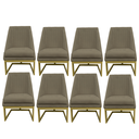 Ver imagem 1 de Kit 08 Cadeiras para Sala de Jantar Ana Base de Ferro Suede Marrom Rato - D'classe Decor