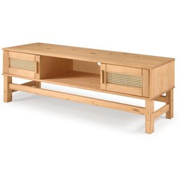 Rack para Tv em Madeira e Rattan Natural - 2