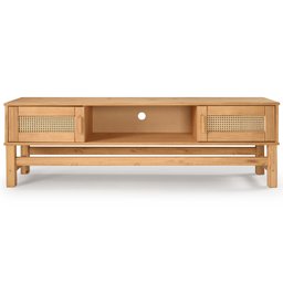 Rack para Tv em Madeira e Rattan Natural - 1