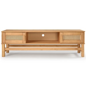 Rack para Tv em Madeira e Rattan Natural