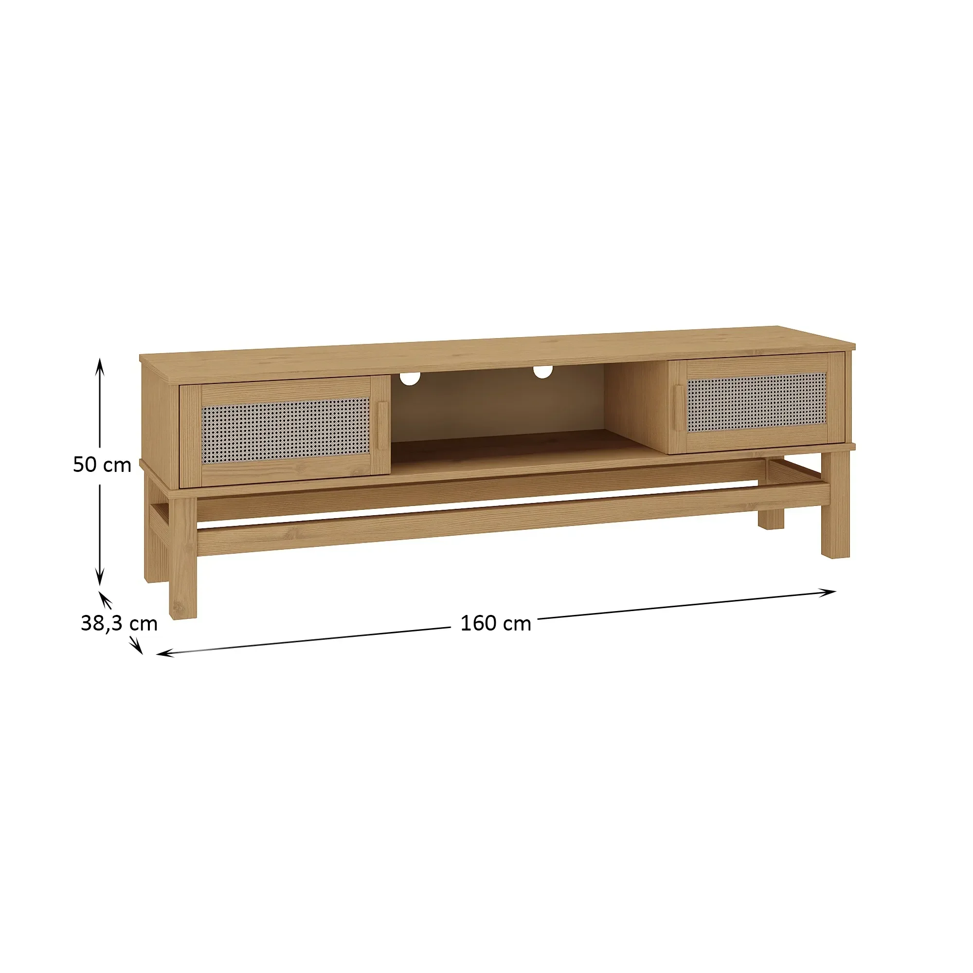 Rack para Tv em Madeira e Rattan Natural - 5