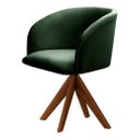 Ver imagem 1 de Poltrona Atenas Base Giratória De Madeira Sala, Quarto, Recepção, Consultório - Veludo Verde Musgo